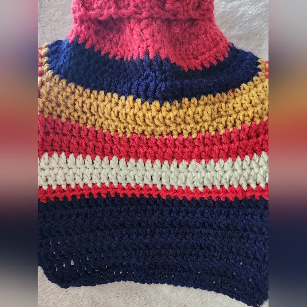 Dog Sweater, Medium Red Stripe Crochet Dog Sweater - Picture 3 of 5